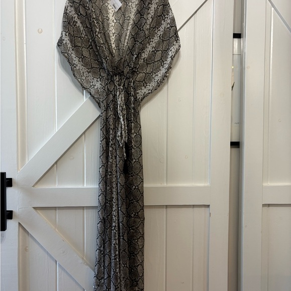 Anthropologie Elizabeth Gillett Elegant Snake Print Kimono Sheer Tie waist OS - Picture 3 of 8